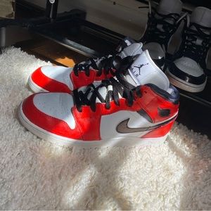 Red and black air jordan 1